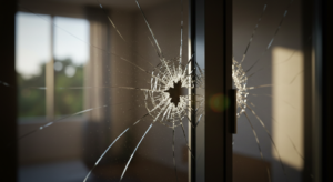 Sliding Door with a Cracked Glass Panel